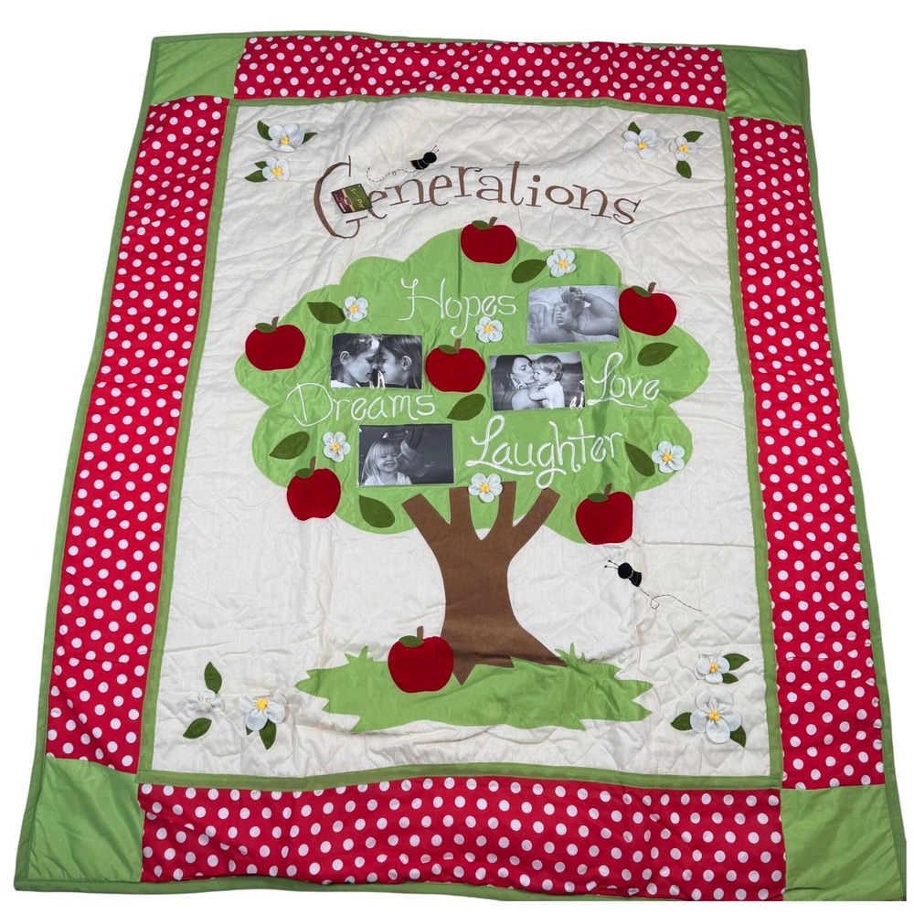 NWT Cracker Barrel Generations‎ Photo Sleeve Quilted Throw Blanket Family Tree